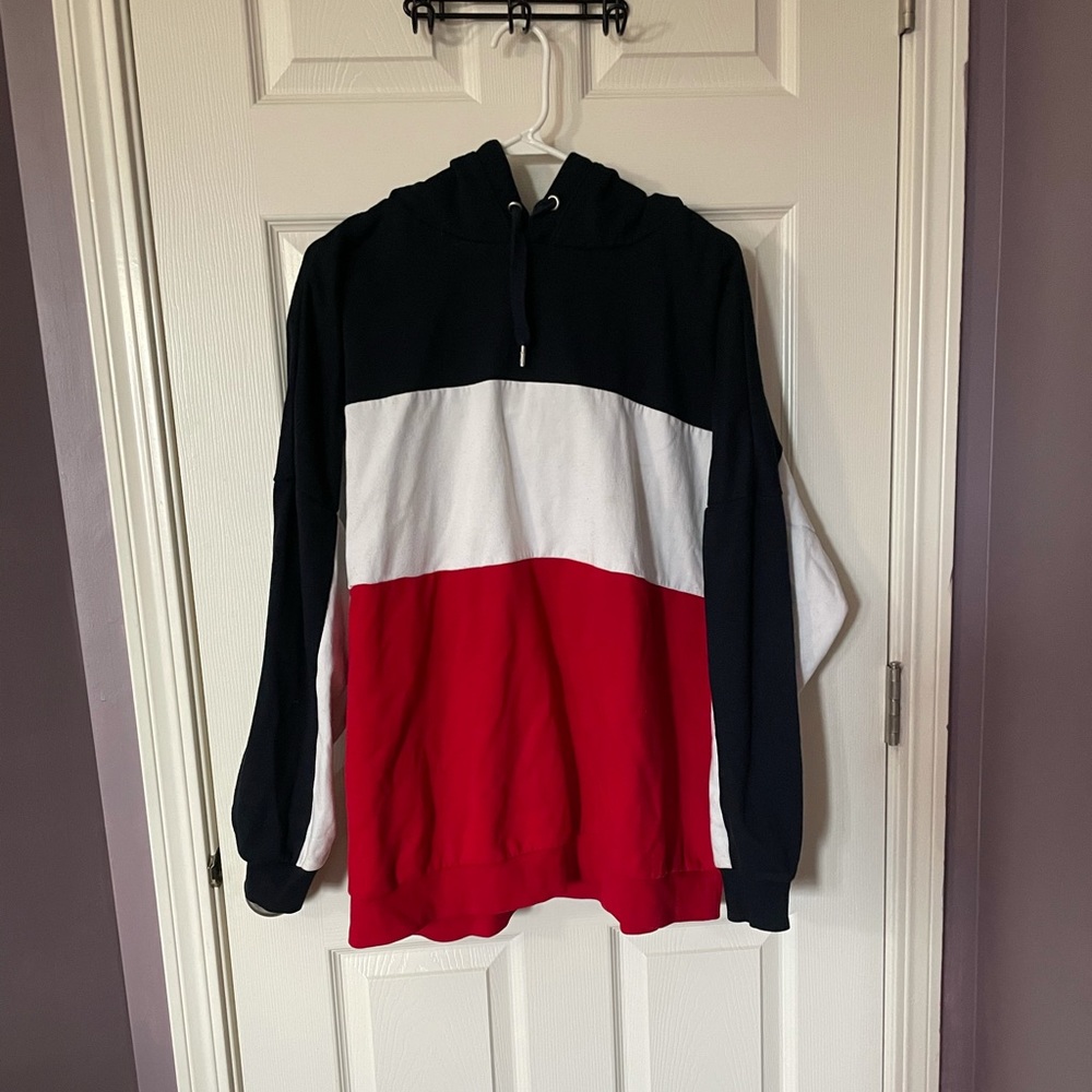 HM Oversized hoodie in red white blue